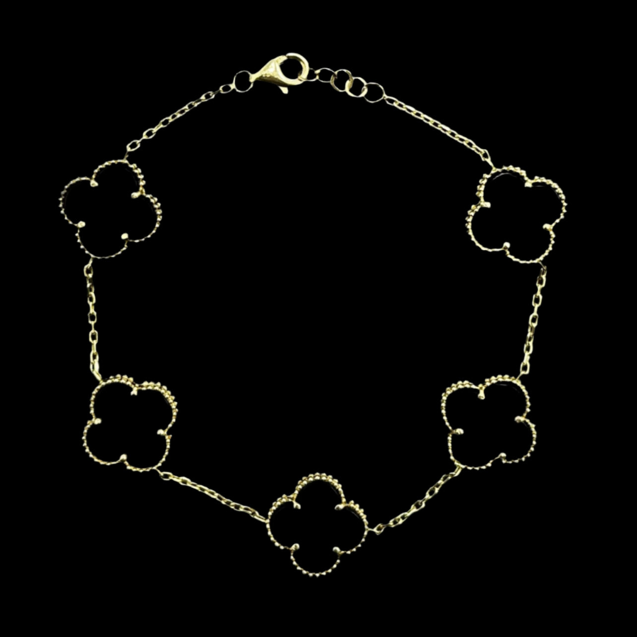 14k 5 Clover Bracelet Black