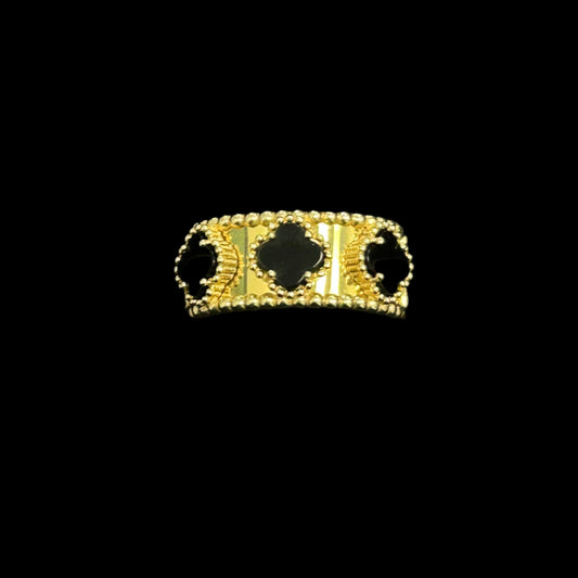 14k 3 Black Clover ring