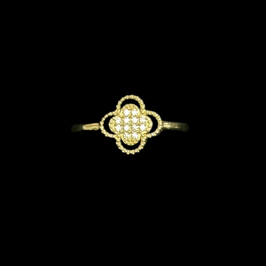 14k Cz Double Clover Ring