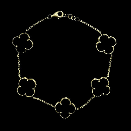 14k 5 Clover Bracelet Black