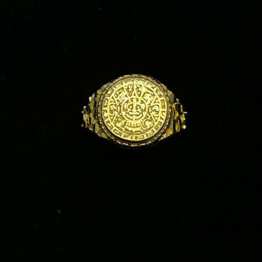 10K Calendario Azteca Nugget ring