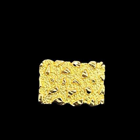 10K Nugget Ring Flat