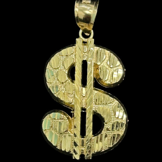 10K Nugget Money Sign Pendant