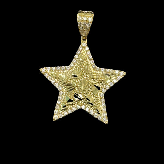 10K Nugget Star Pendant CZ