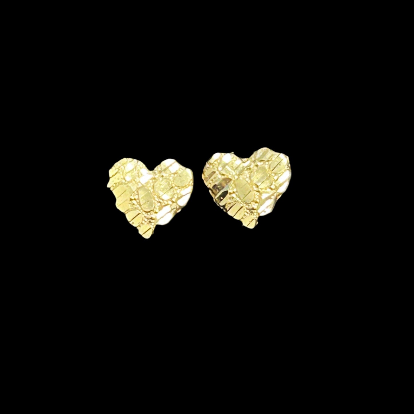 10K Heart Nugget Stud Earrings Medium