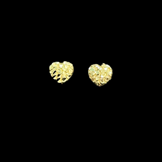 10K Heart Nugget Stud Earrings Small