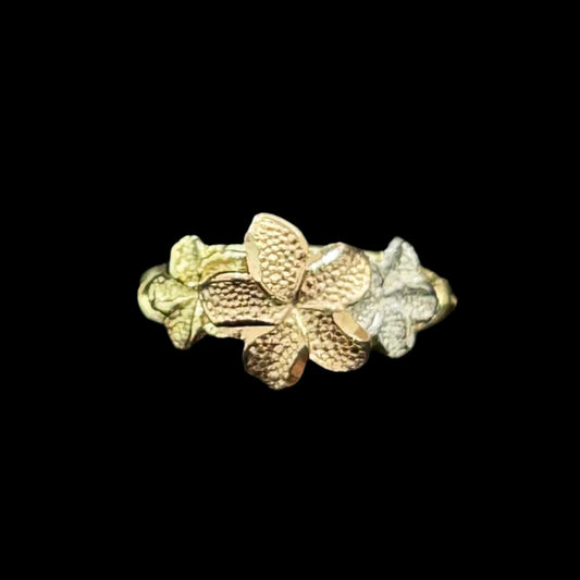 14K Hibiscus 3 toned ring