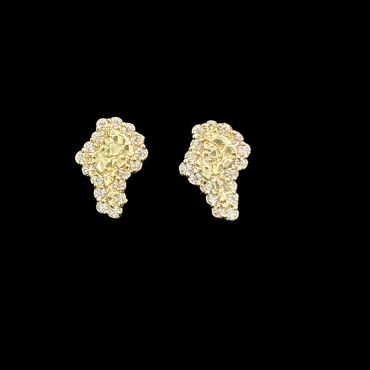 CZ 10K Nugget Style Earrings S