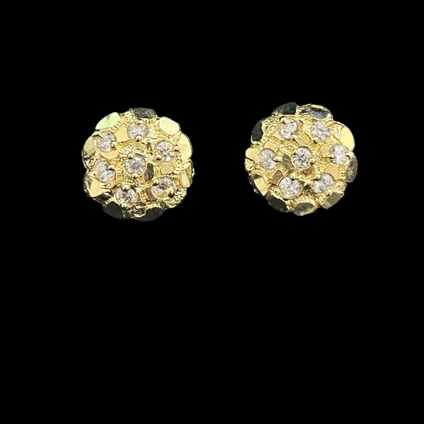 CZ 10K Nugget round Earrings M